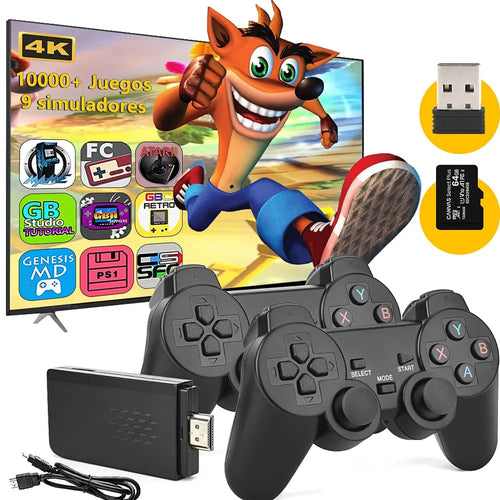 Consola retro Game Stick con 2 controles inalámbricos